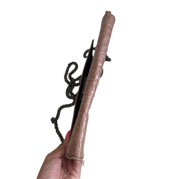 MIU MIU Mauve Crocodile Embossed Leather Clutch Crossbody Bag - Picture 5 of 13